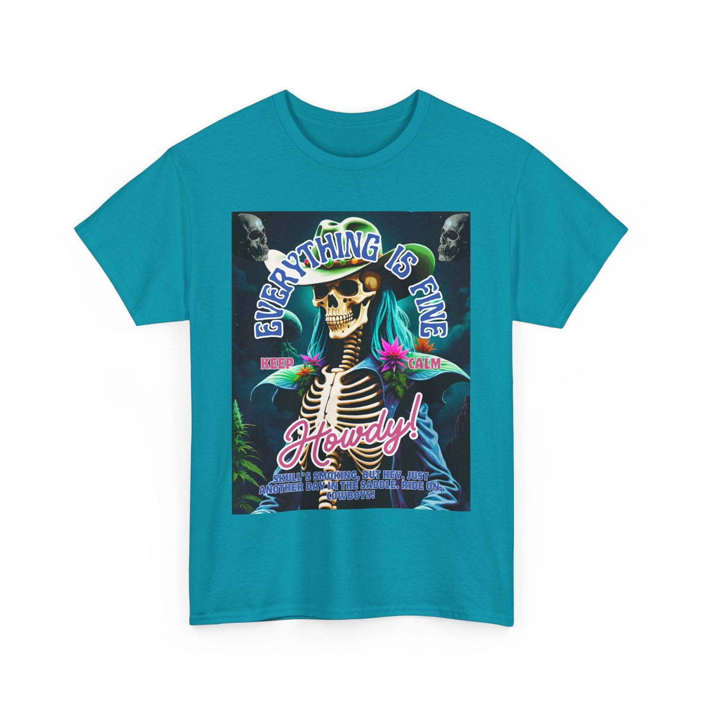 Everything is Fine Skeleton Tee - Unisex Heavy Cotton T-Shirt for Casual Vibes
