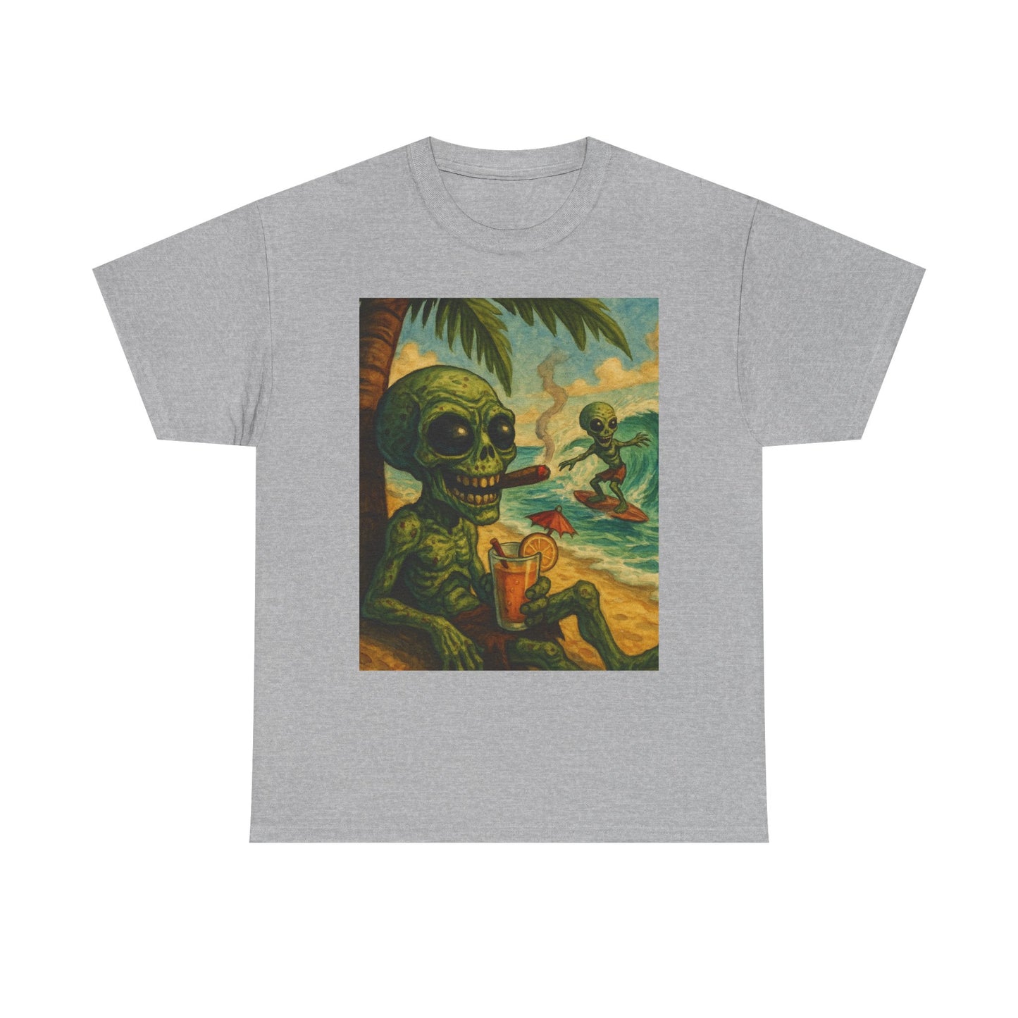 Chill Vibes Alien Graphic Tee - Unisex Heavy Cotton Shirt