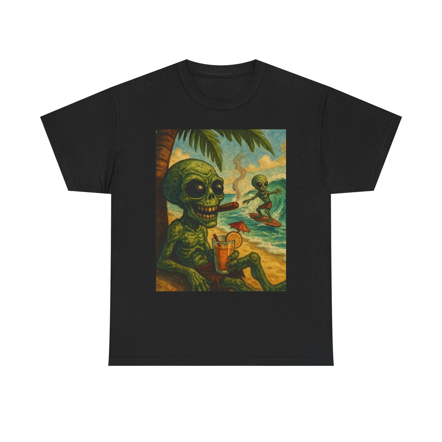Chill Vibes Alien Graphic Tee - Unisex Heavy Cotton Shirt
