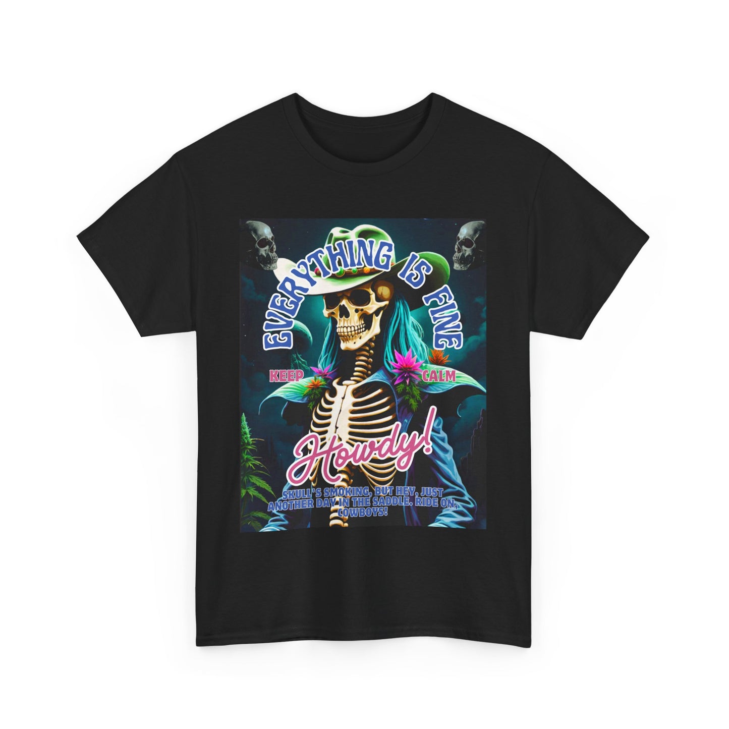 Everything is Fine Skeleton Tee - Unisex Heavy Cotton T-Shirt for Casual Vibes