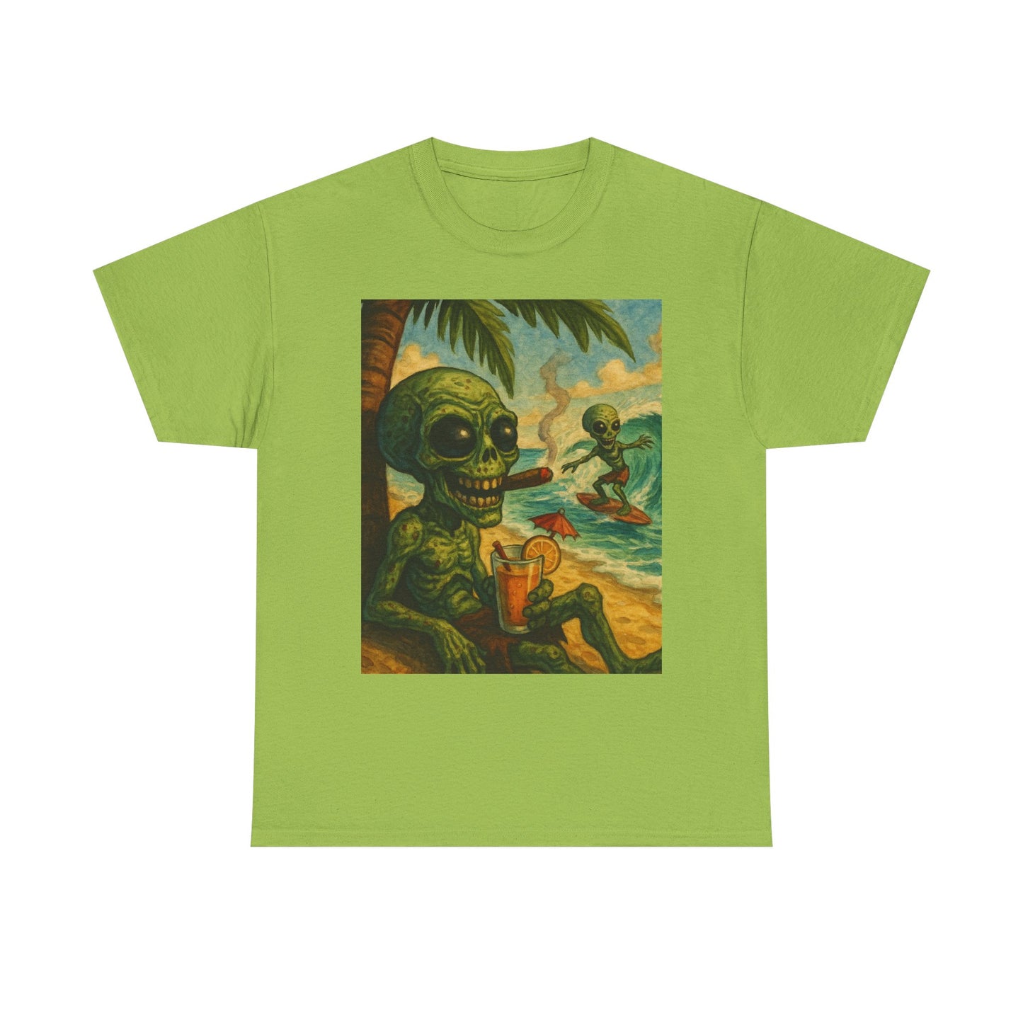 Chill Vibes Alien Graphic Tee - Unisex Heavy Cotton Shirt