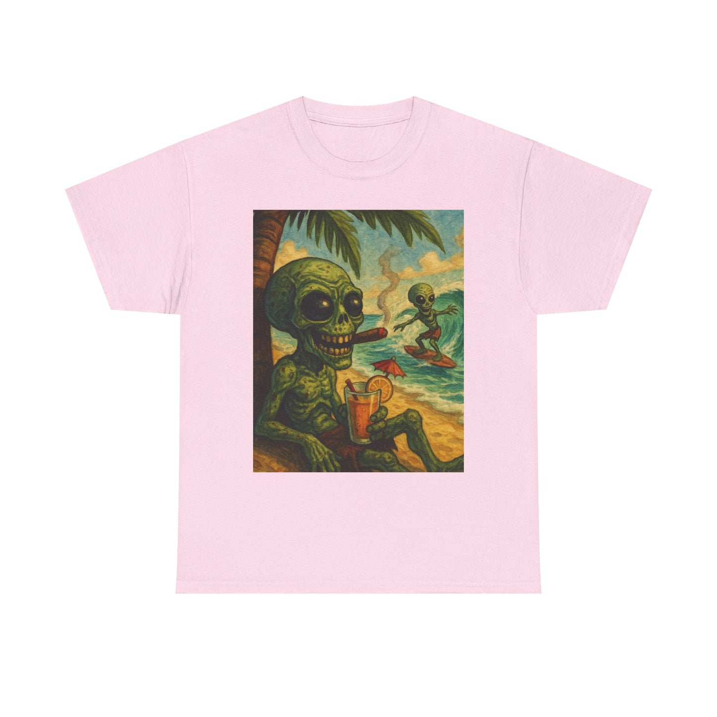 Chill Vibes Alien Graphic Tee - Unisex Heavy Cotton Shirt