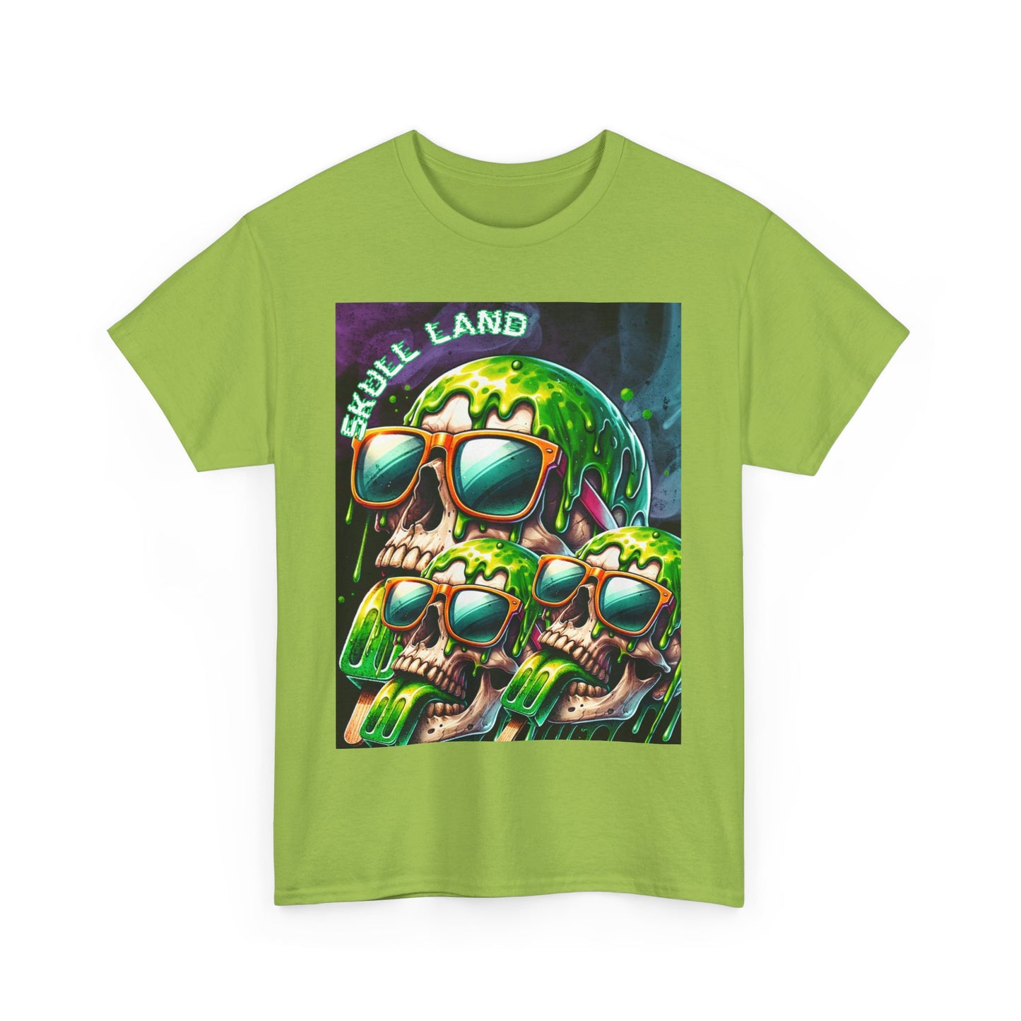 Skull Land Graphic Tee - Unisex Heavy Cotton T-Shirt for Edgy Style Lovers