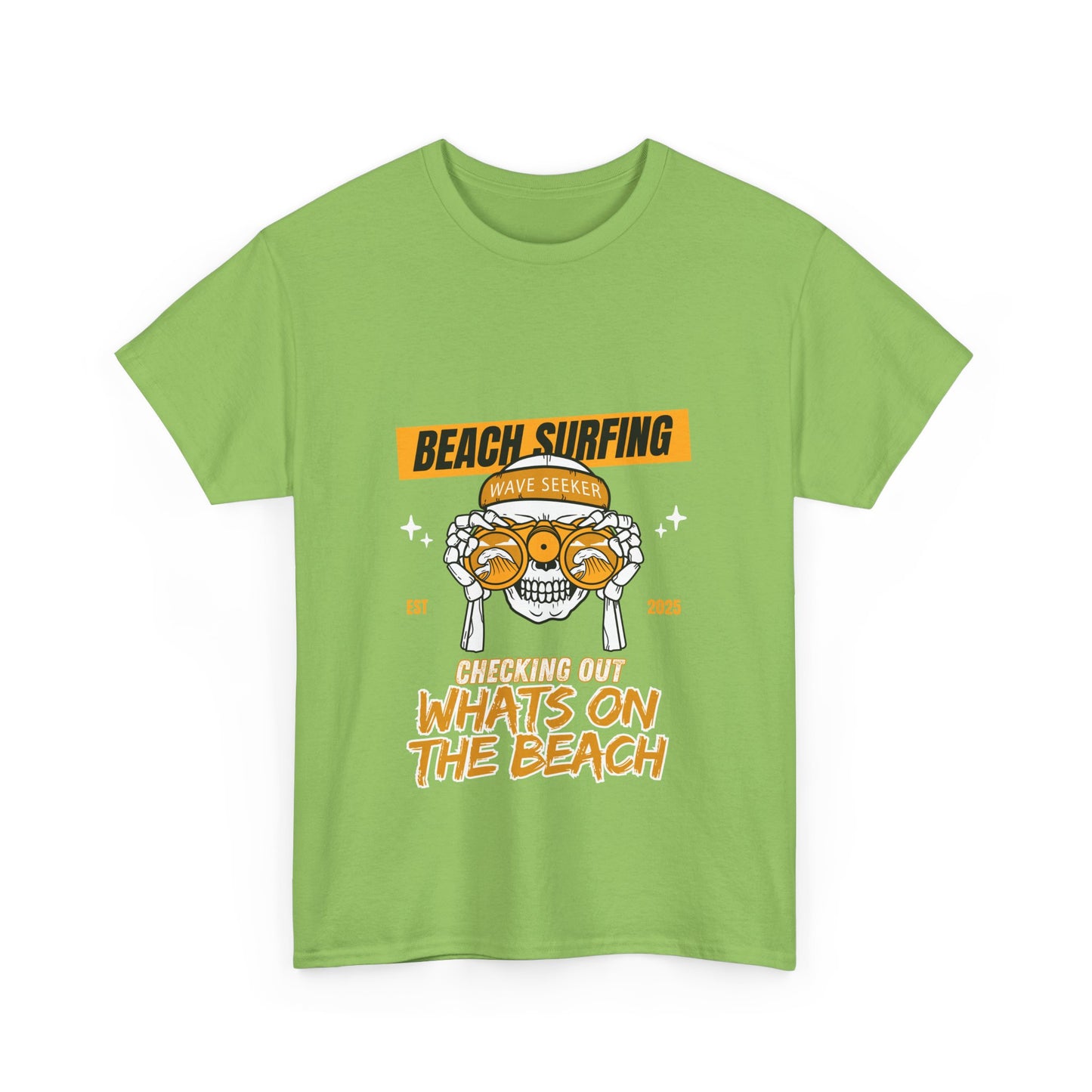 Beach Surfing Unisex Heavy Cotton Tee - 'What's On The Beach' Graphic Tee for Beach Lovers