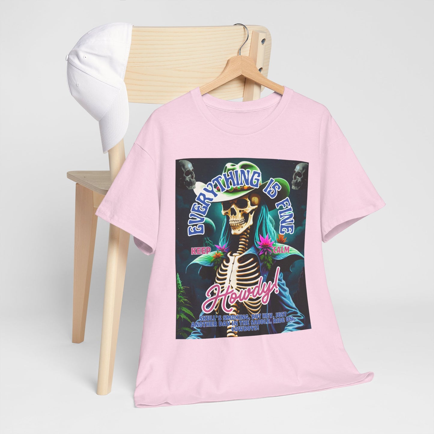 Everything is Fine Skeleton Tee - Unisex Heavy Cotton T-Shirt for Casual Vibes
