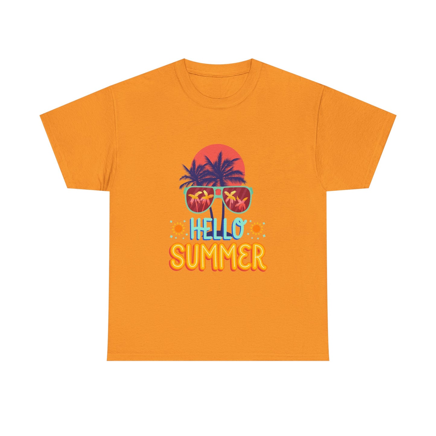 Hello Summer Unisex Heavy Cotton Tee – Vibrant Graphic Tee for Beach Lovers