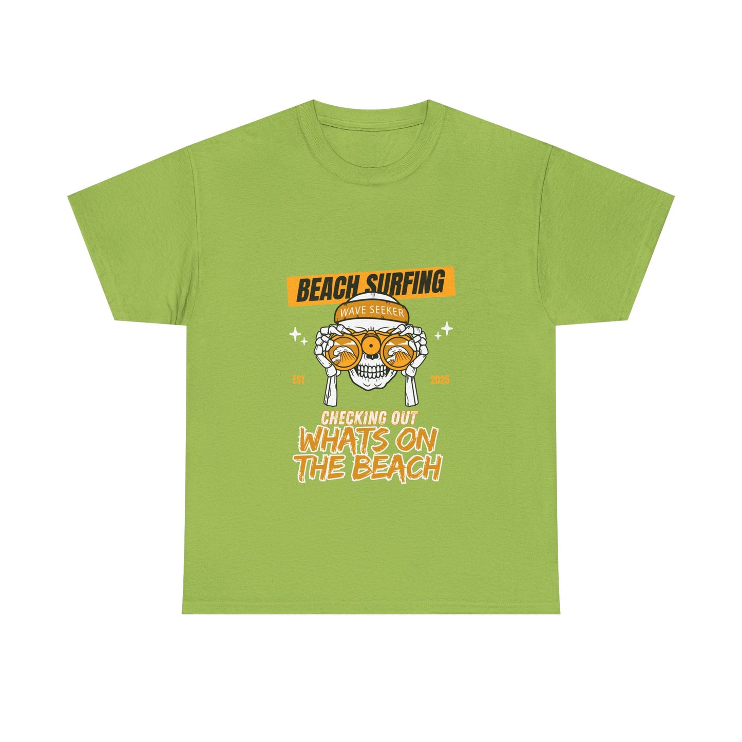 Beach Surfing Unisex Heavy Cotton Tee - 'What's On The Beach' Graphic Tee for Beach Lovers