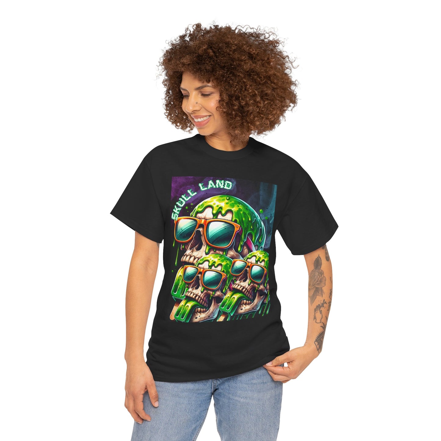 Skull Land Graphic Tee - Unisex Heavy Cotton T-Shirt for Edgy Style Lovers