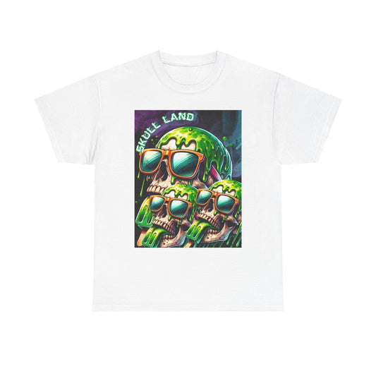 Skull Land Graphic Tee - Unisex Heavy Cotton T-Shirt for Edgy Style Lovers
