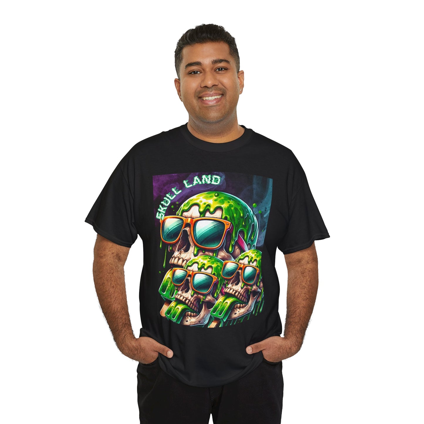 Skull Land Graphic Tee - Unisex Heavy Cotton T-Shirt for Edgy Style Lovers