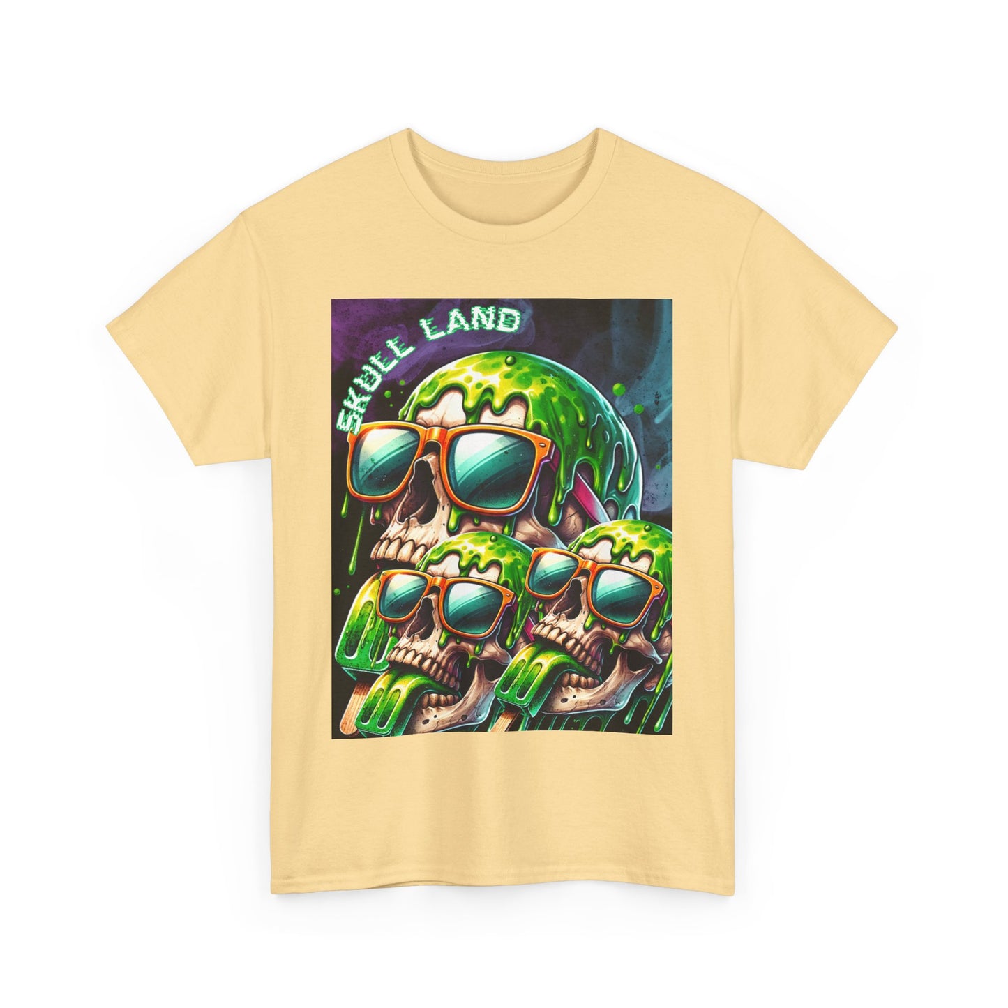 Skull Land Graphic Tee - Unisex Heavy Cotton T-Shirt for Edgy Style Lovers