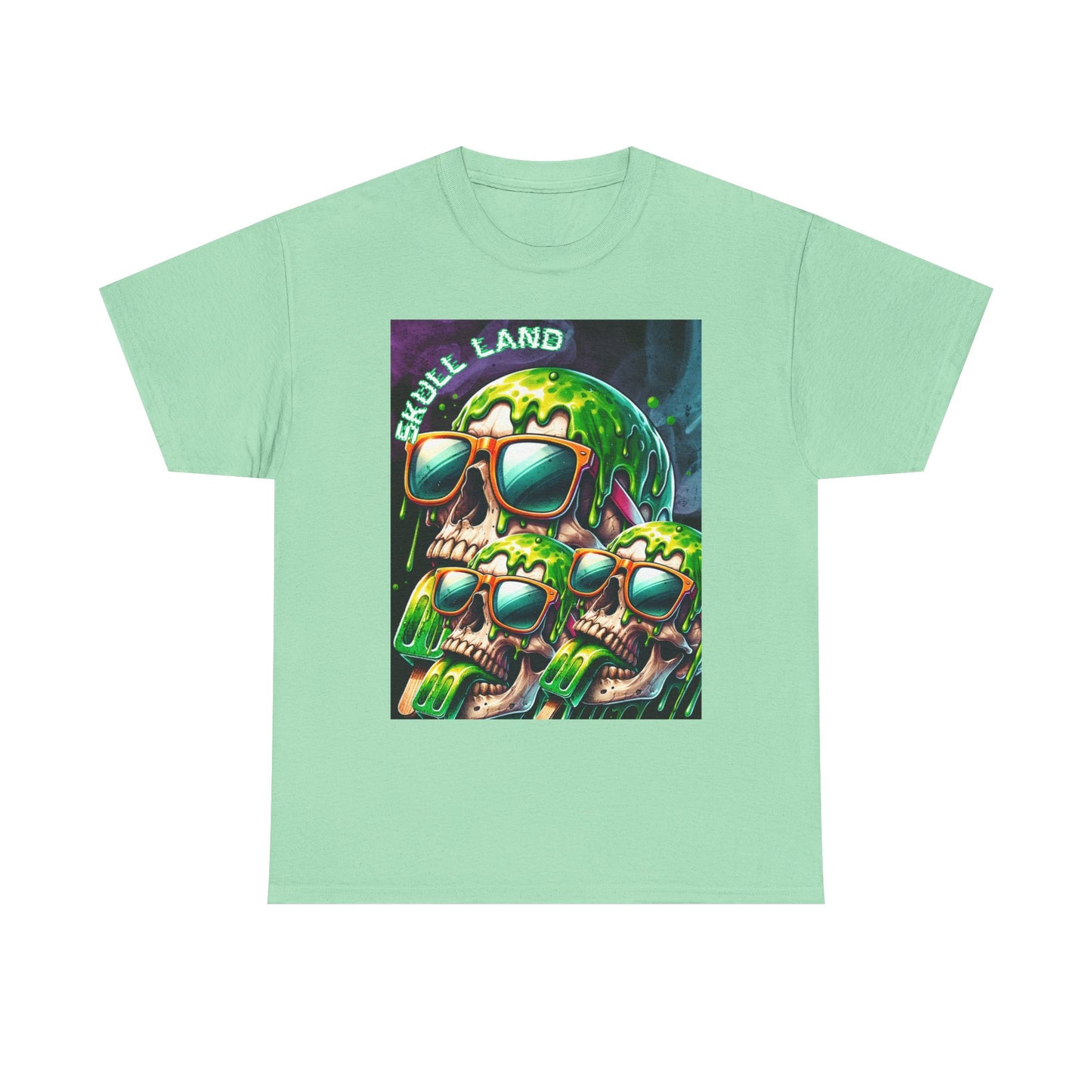Skull Land Graphic Tee - Unisex Heavy Cotton T-Shirt for Edgy Style Lovers