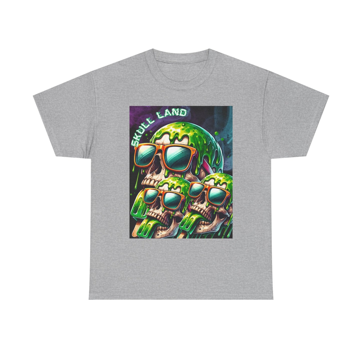 Skull Land Graphic Tee - Unisex Heavy Cotton T-Shirt for Edgy Style Lovers