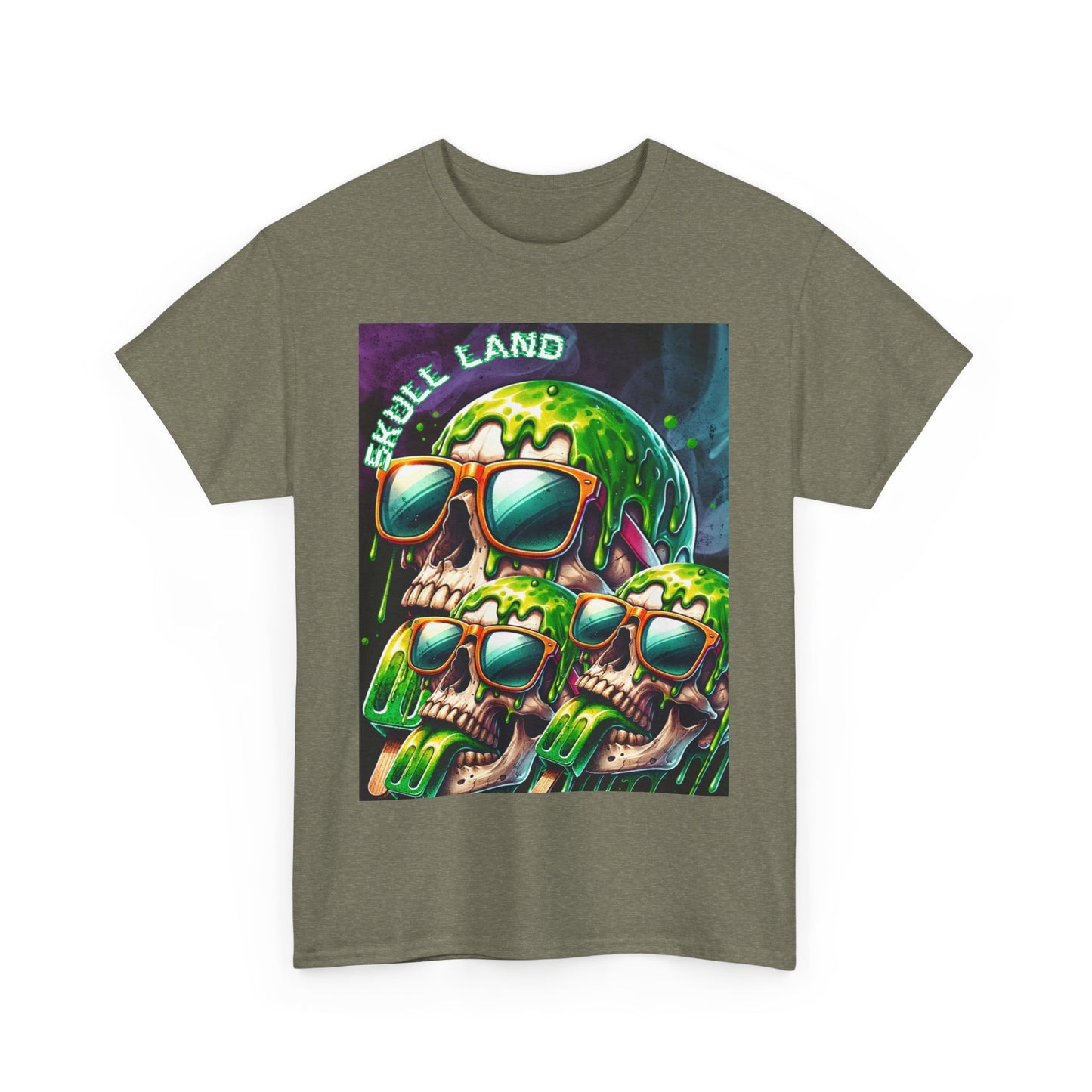 Skull Land Graphic Tee - Unisex Heavy Cotton T-Shirt for Edgy Style Lovers
