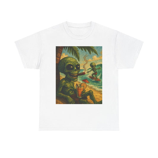 Chill Vibes Alien Graphic Tee - Unisex Heavy Cotton Shirt