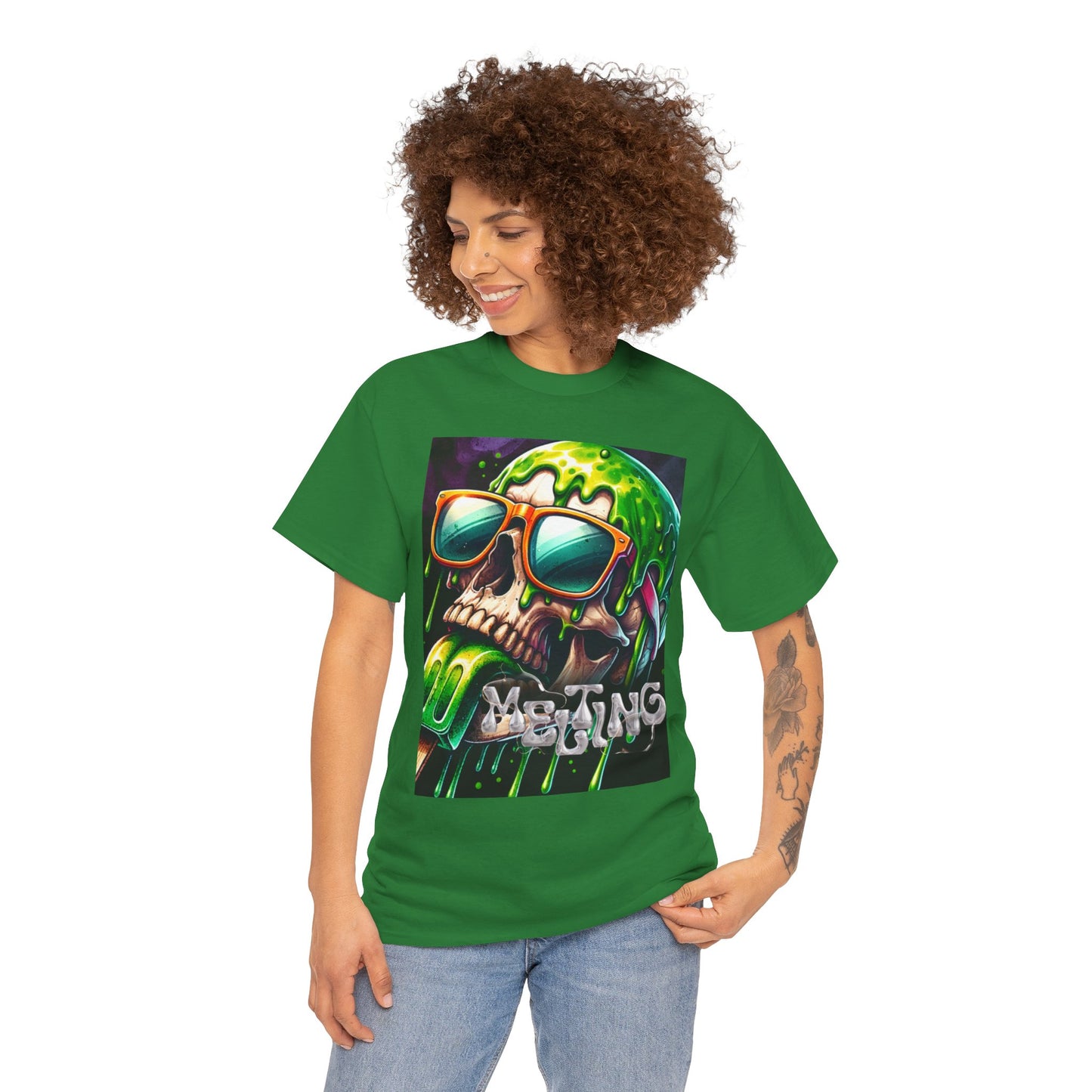 Edgy Skull Graphic Unisex Heavy Cotton Tee – Perfect for Casual Wear or Festivals