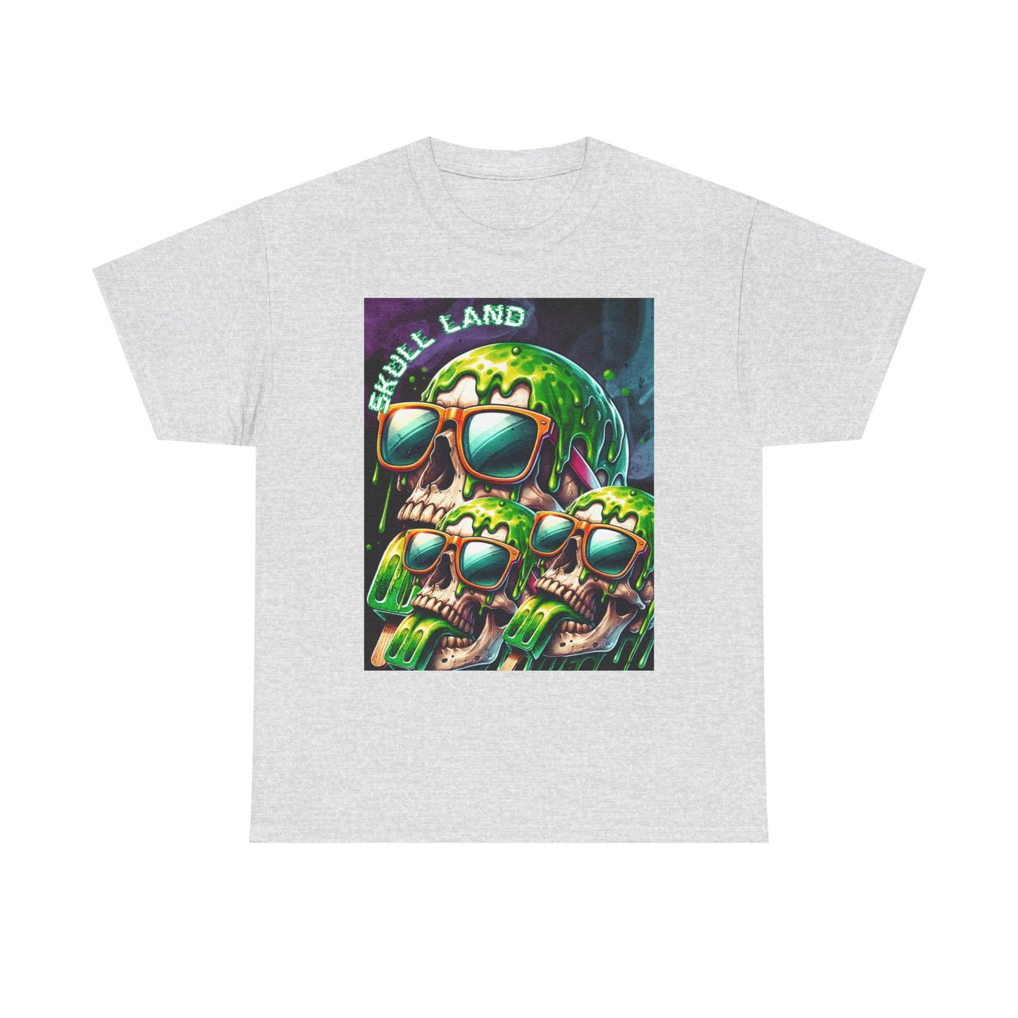 Skull Land Graphic Tee - Unisex Heavy Cotton T-Shirt for Edgy Style Lovers