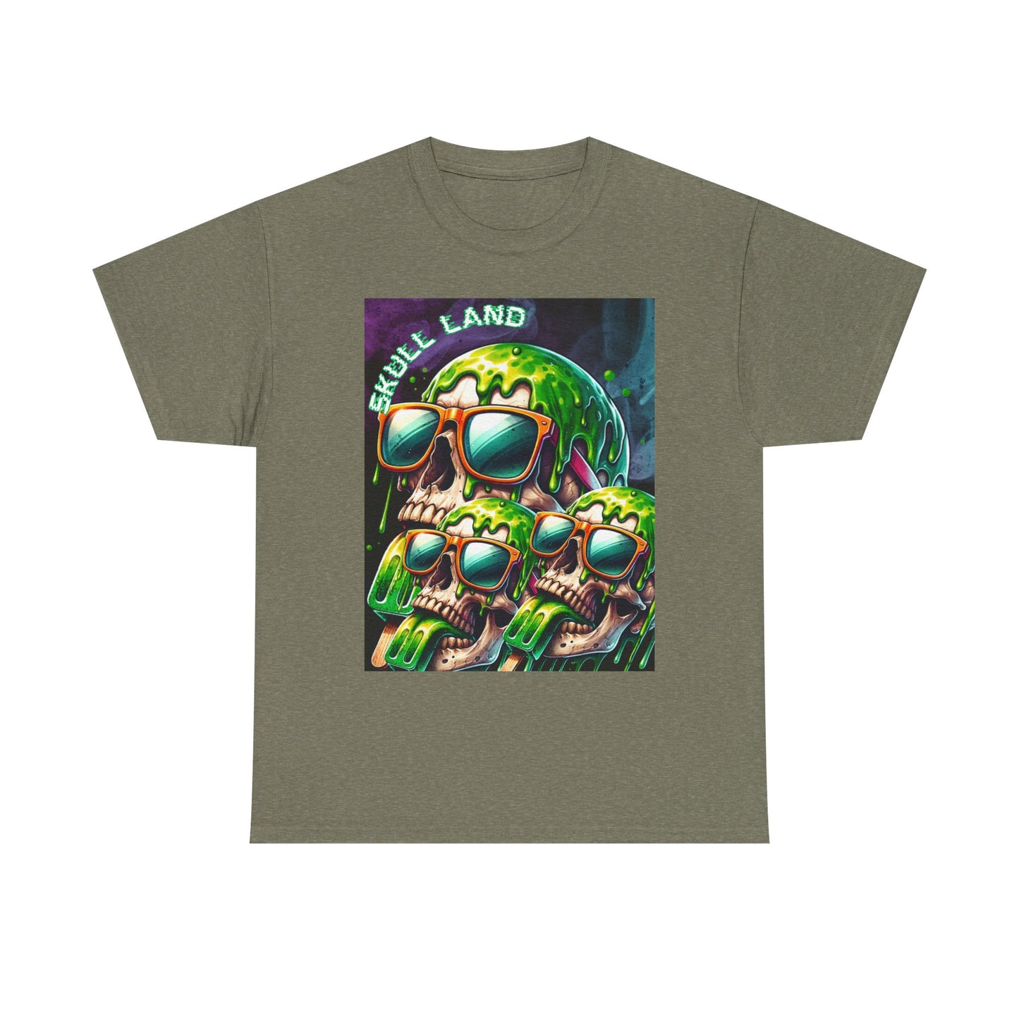 Skull Land Graphic Tee - Unisex Heavy Cotton T-Shirt for Edgy Style Lovers