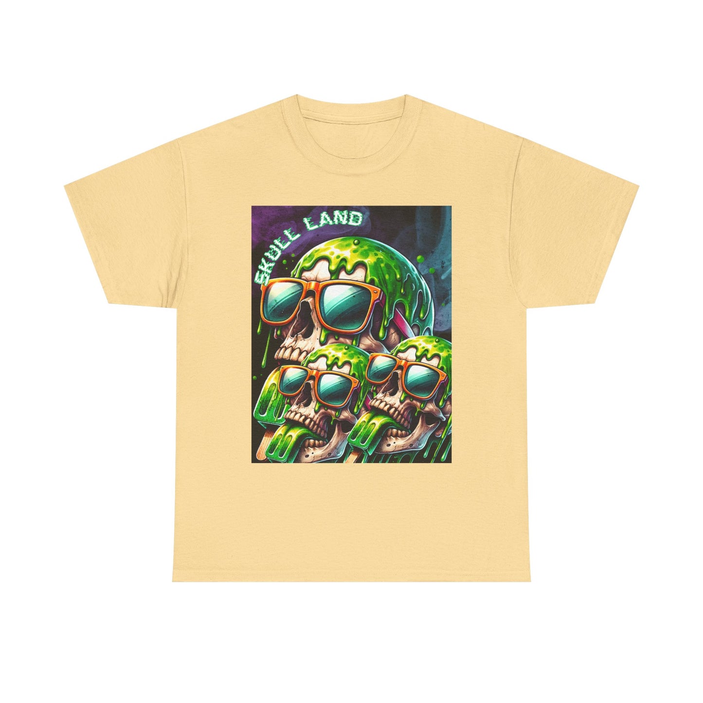 Skull Land Graphic Tee - Unisex Heavy Cotton T-Shirt for Edgy Style Lovers
