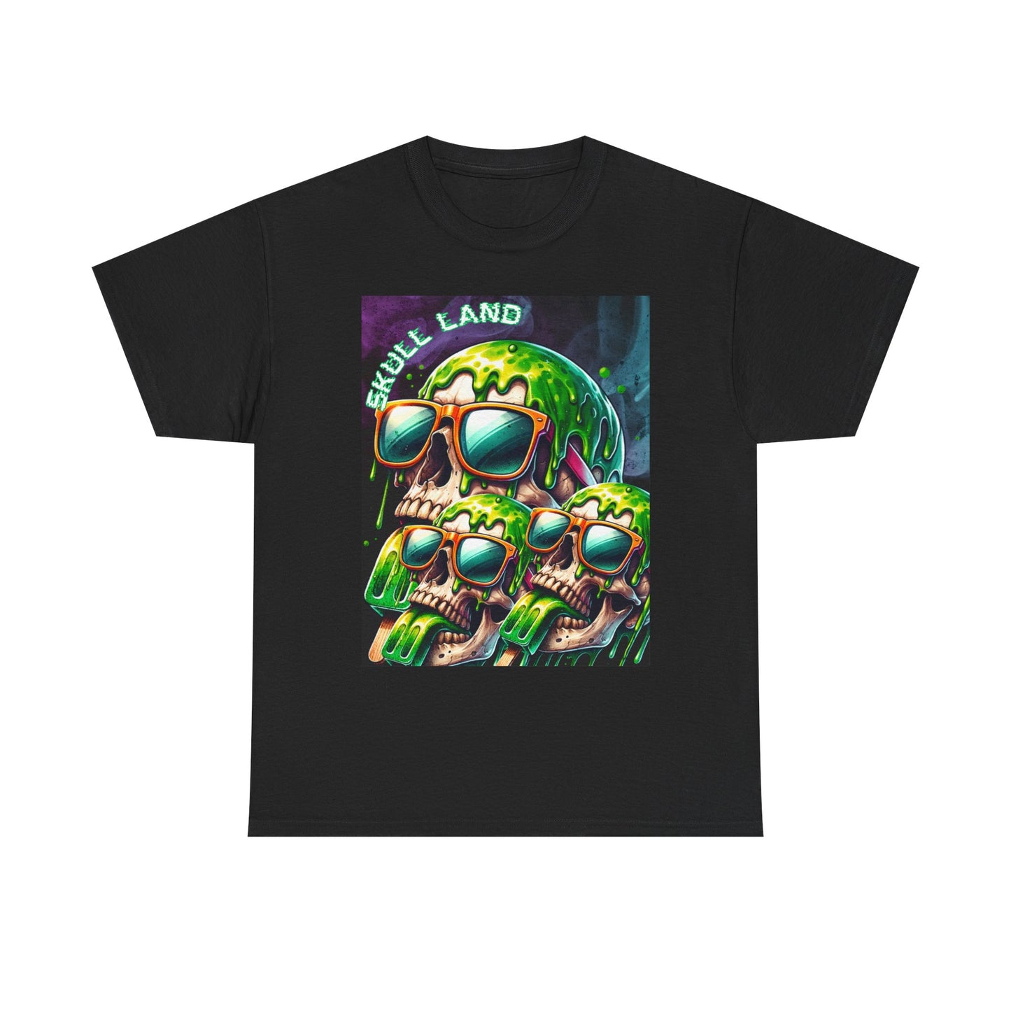 Skull Land Graphic Tee - Unisex Heavy Cotton T-Shirt for Edgy Style Lovers