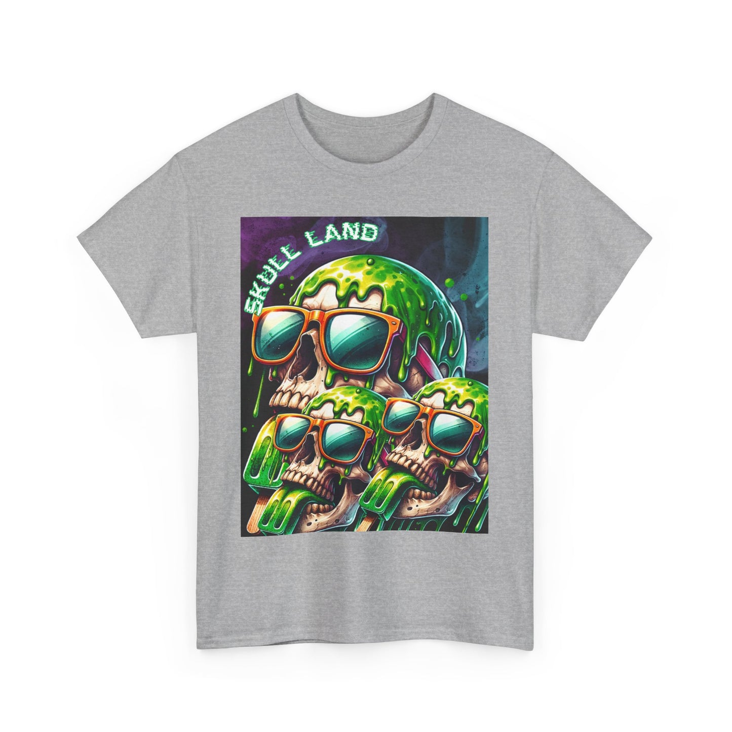 Skull Land Graphic Tee - Unisex Heavy Cotton T-Shirt for Edgy Style Lovers
