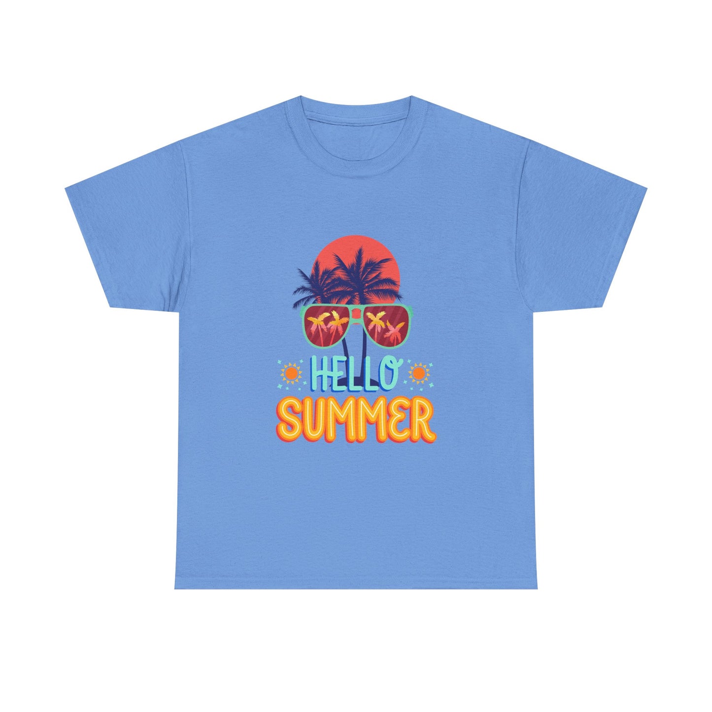 Hello Summer Unisex Heavy Cotton Tee – Vibrant Graphic Tee for Beach Lovers