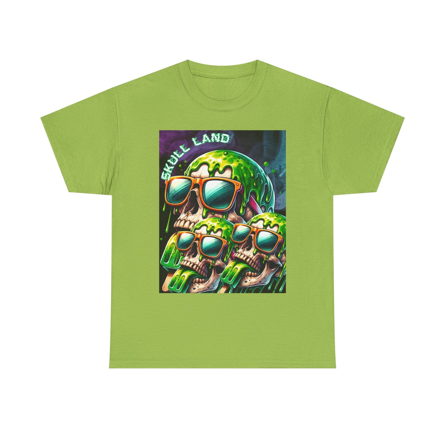 Skull Land Graphic Tee - Unisex Heavy Cotton T-Shirt for Edgy Style Lovers