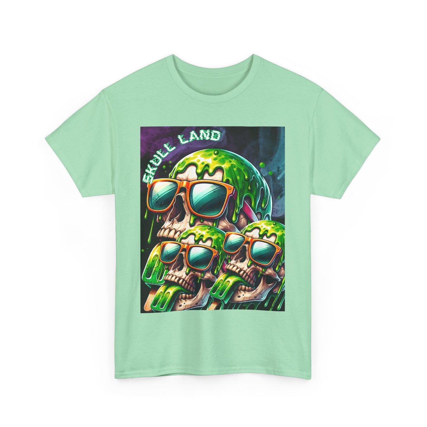 Skull Land Graphic Tee - Unisex Heavy Cotton T-Shirt for Edgy Style Lovers