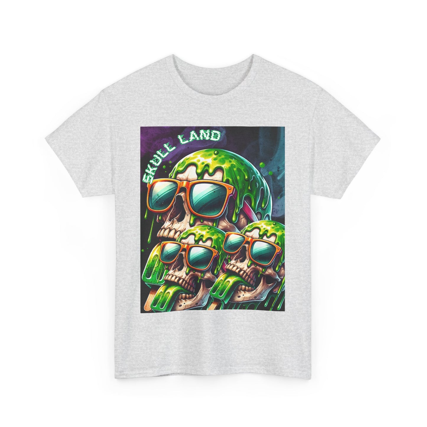 Skull Land Graphic Tee - Unisex Heavy Cotton T-Shirt for Edgy Style Lovers