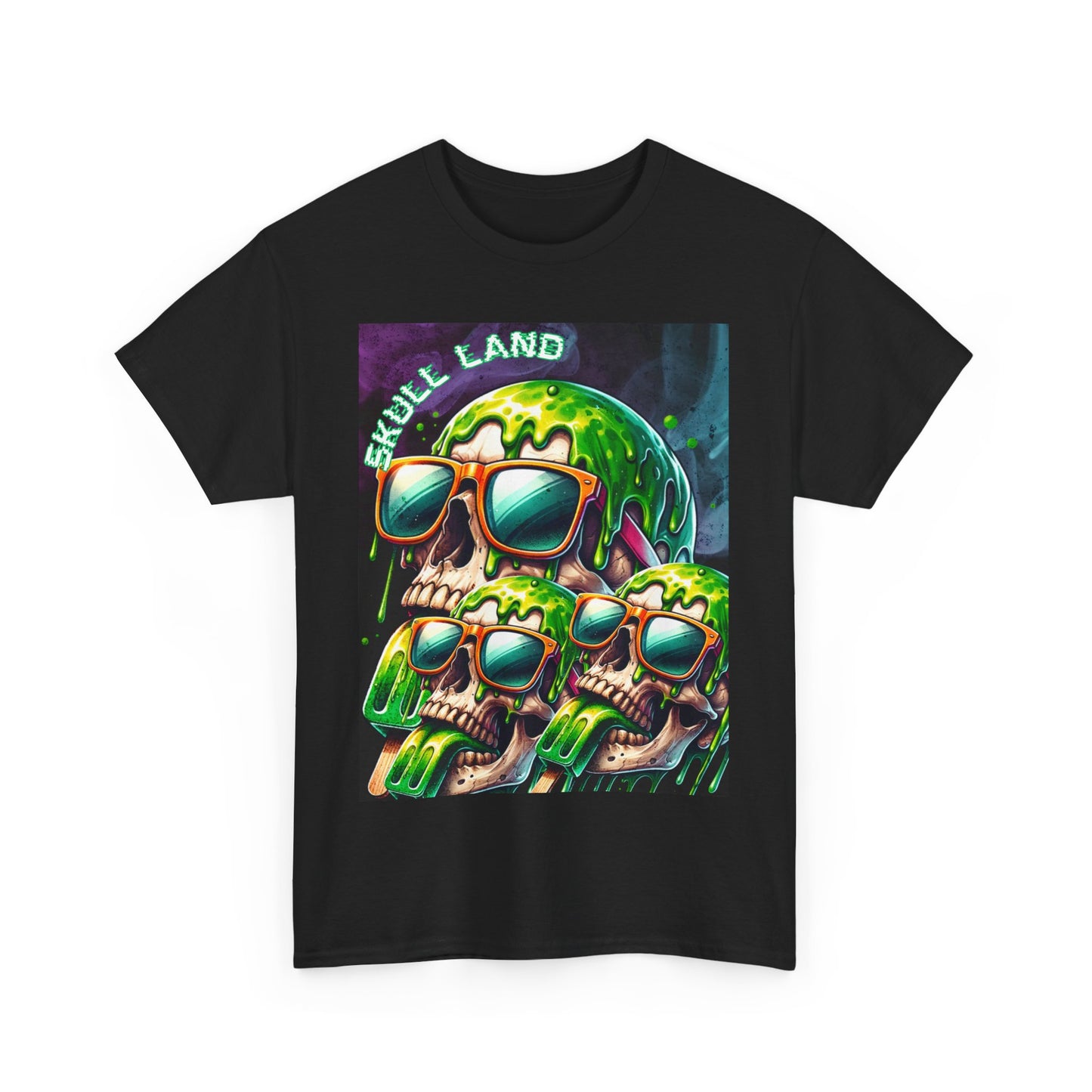 Skull Land Graphic Tee - Unisex Heavy Cotton T-Shirt for Edgy Style Lovers
