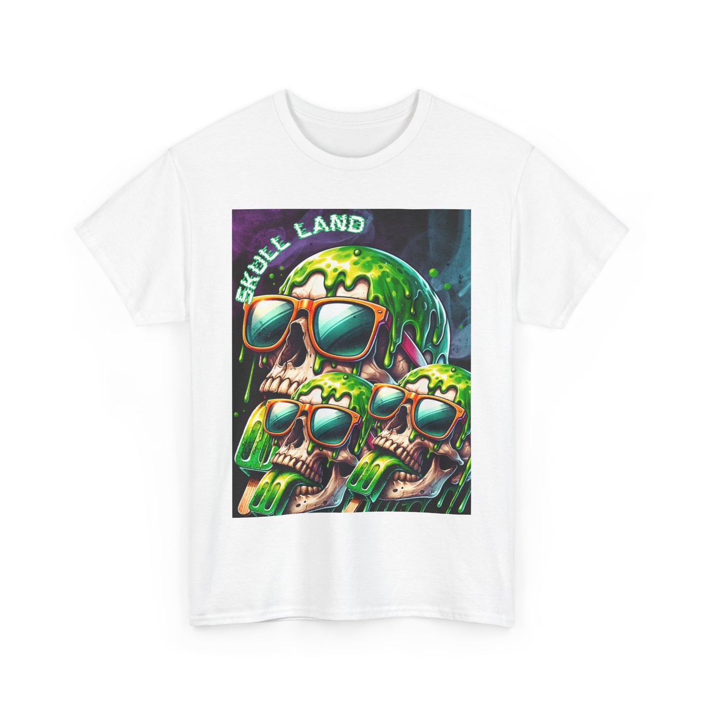 Skull Land Graphic Tee - Unisex Heavy Cotton T-Shirt for Edgy Style Lovers